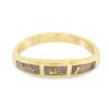 Gold Quartz Ring 3 Rectangle Section Inlaid Band