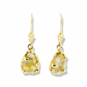 Gold quartz leverback earrings