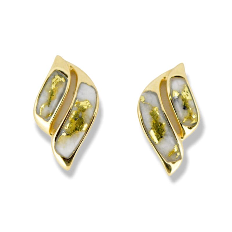 Gold quartz post earrings