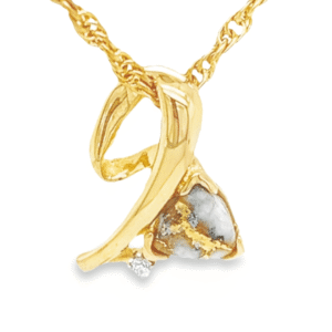Gold Quartz Diamond Pendant, Alaska Mint