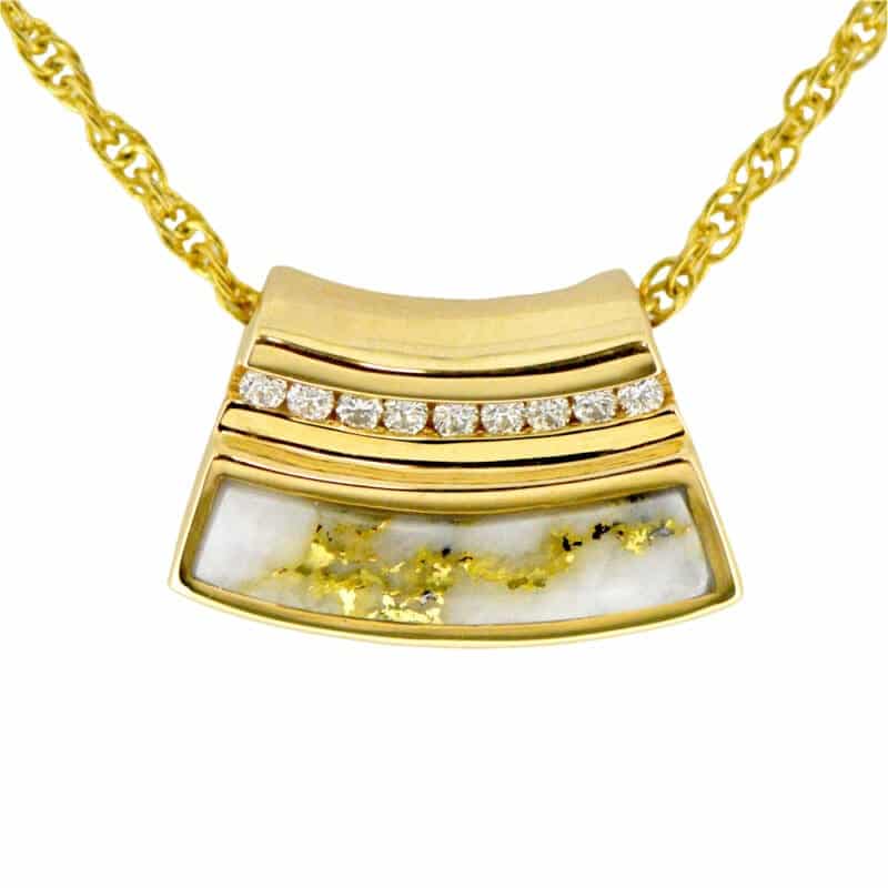 Gold Quartz & Diamond Pendant