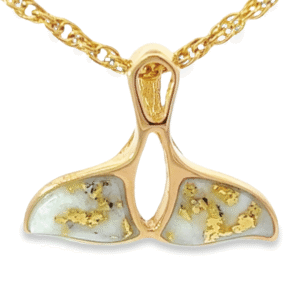 Gold Quartz Whale Tail Pendant, Alaska Mint