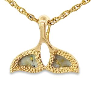 Gold Quartz Whale Tail Pendant, Alaska Mint