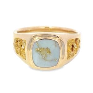 Gold Quartz Gold Nugget Men's Ring, Alaska Mint