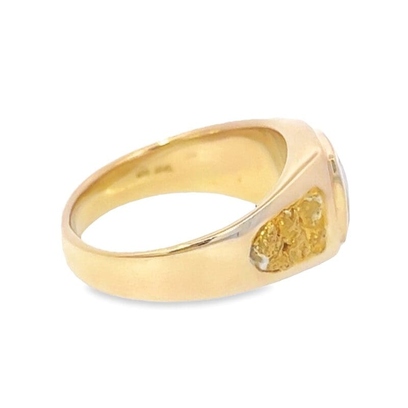 Gold Quartz Gold Nugget Men's Ring, Alaska Mint