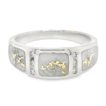 White Gold Men's Gold Quartz & Diamond Ring, Alaska Mint