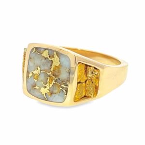 Men's Gold Quartz Gold Nugget Ring, Alaska Mint