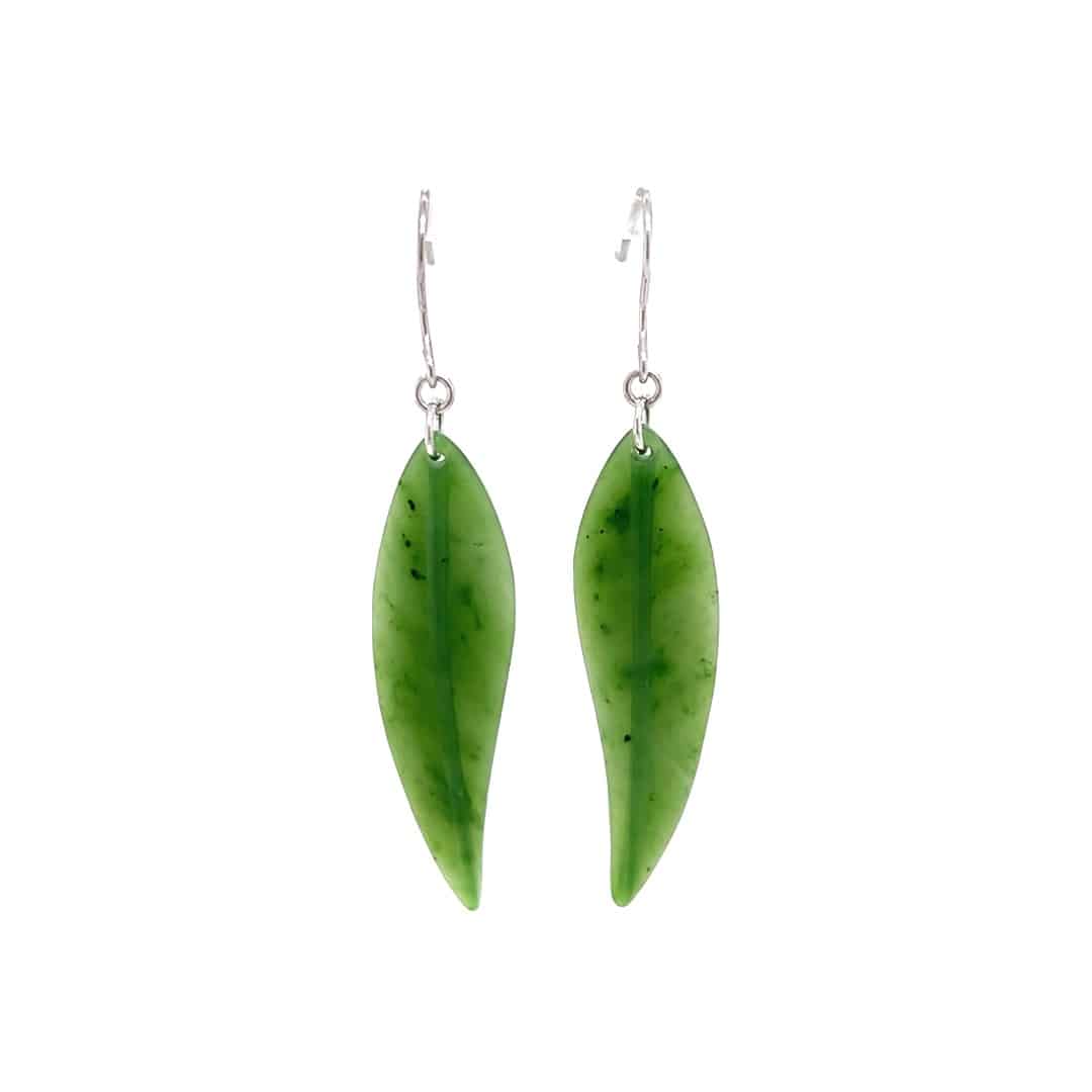 Jade Leaf Dangle Earrings - Alaska Mint