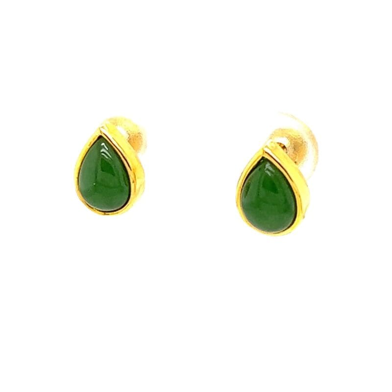 Jade Teardrop Gold Plated Post Earrings