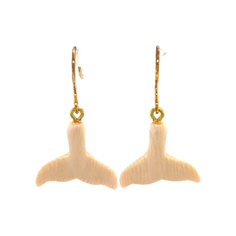 Ivory Whale Tail Gold Plated Dangle Earrings
