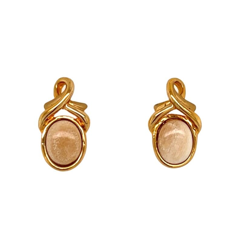 Ivory Oval Gold Plated Post Earrings