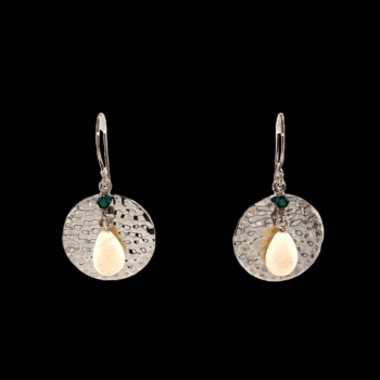 Ivory Hammered Silver Dangle Earrings