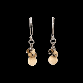 Ivory Bead Cluster Dangle Earrings