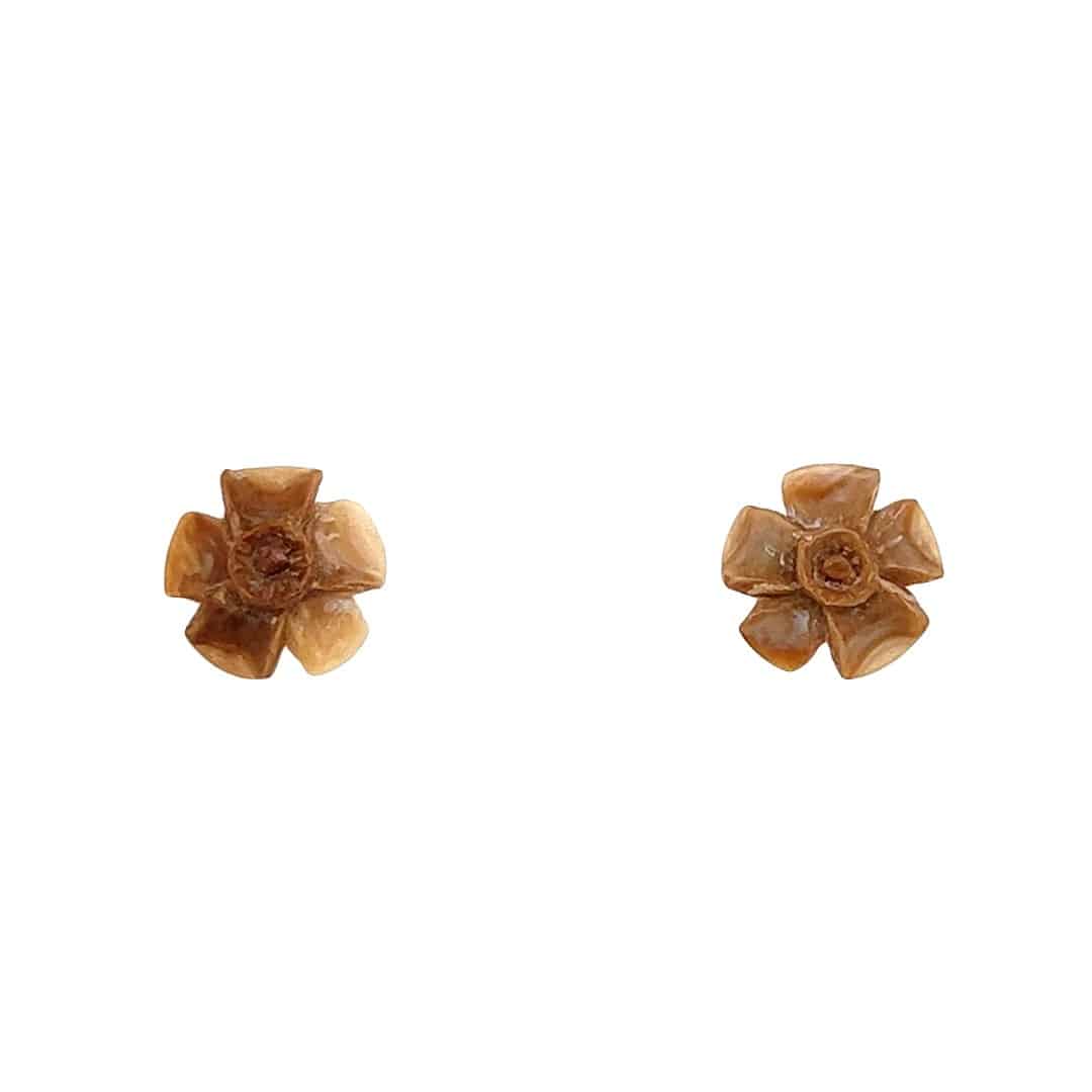 Ivory Flower Post Earrings 2- Alaska Mint