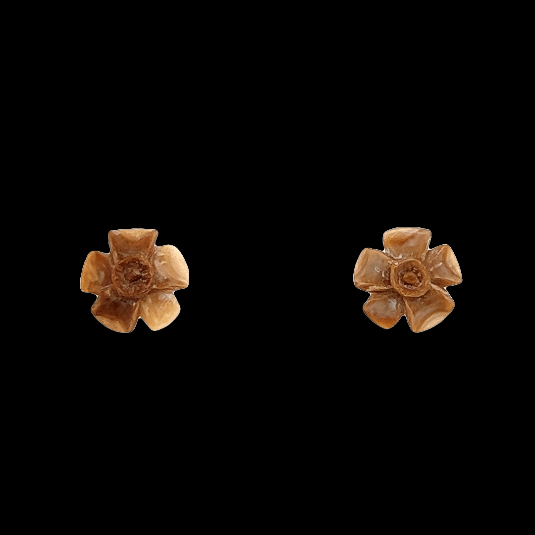Ivory Flower Post Earrings 2- Alaska Mint