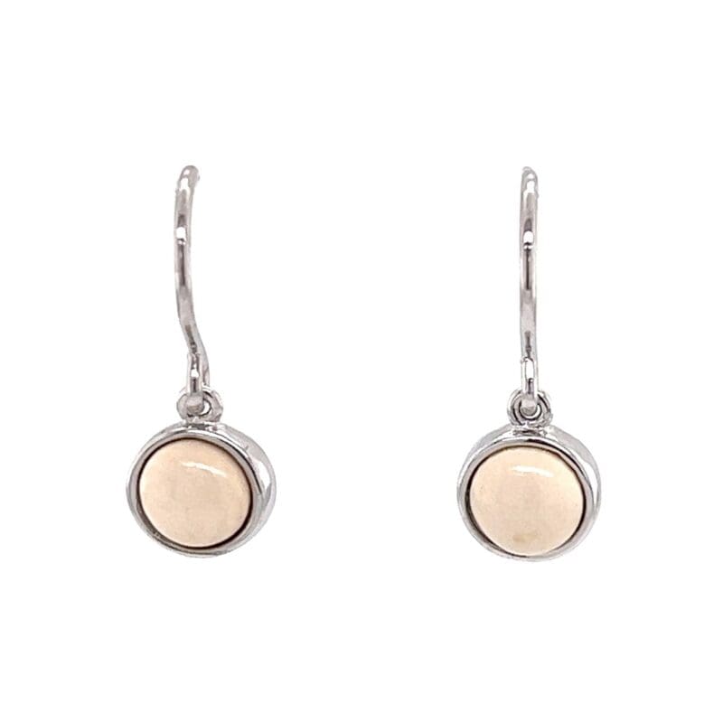 Ivory Circle and Silver Dangle Earrings