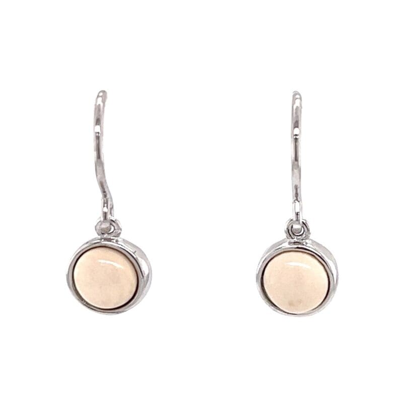 Ivory Circle and Silver Dangle Earrings