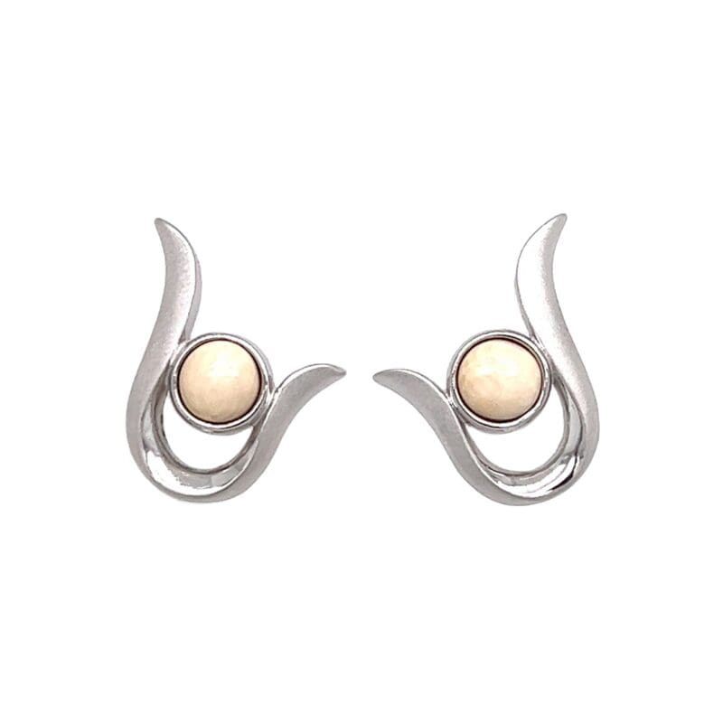 Ivory and Silver Post Earrings