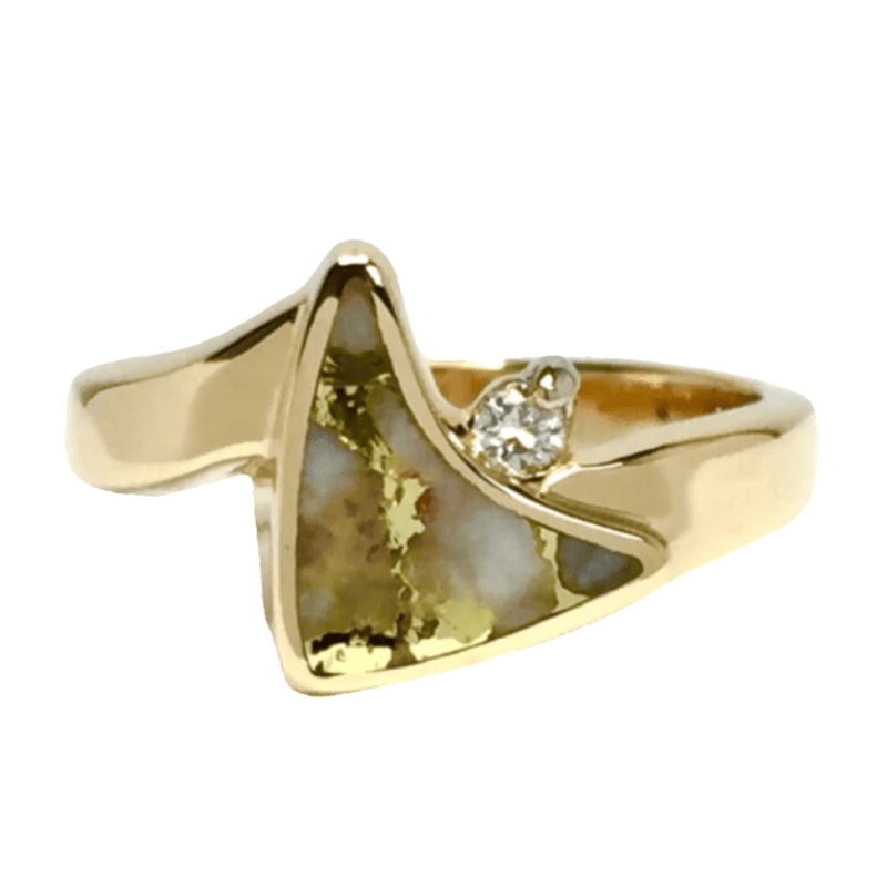 Sail, Gold Quartz, Ring, Inlaid with Diamond, Alaska Mint