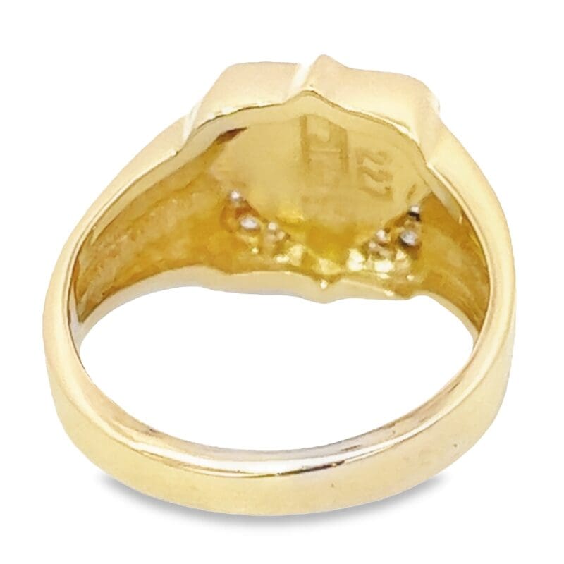 Gold Quartz Ring Inlaid with Diamonds, Alaska Mint