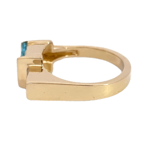 Swiss Blue Topaz, Gold Quartz, Rectangle Ring, Alaska Mint