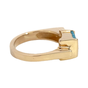 Swiss Blue Topaz, Gold Quartz, Rectangle Ring, Alaska Mint
