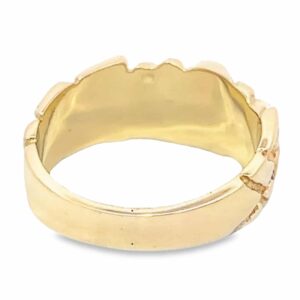 Gold Quartz Ring 3 Section Inlaid Nugget Band, Alaska Mint