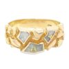 Gold Quartz Ring 3 Section Inlaid Nugget Band, Alaska Mint