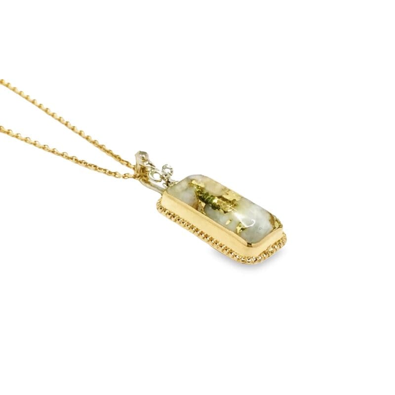 Fleur De Lis, Gold Quartz, Inlaid Diamond Pendant, Alaska Mint