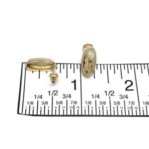 Gold Quartz Earrings Oval Inlaid Milgrain Design