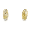 14k Gold Quartz Oval Inlaid Milgrain Design Earrings, Alaska Mint