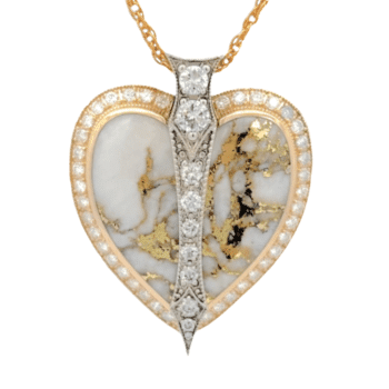 Gold Quartz Cupid's Revenge Heart Pendant, Alaska Mint