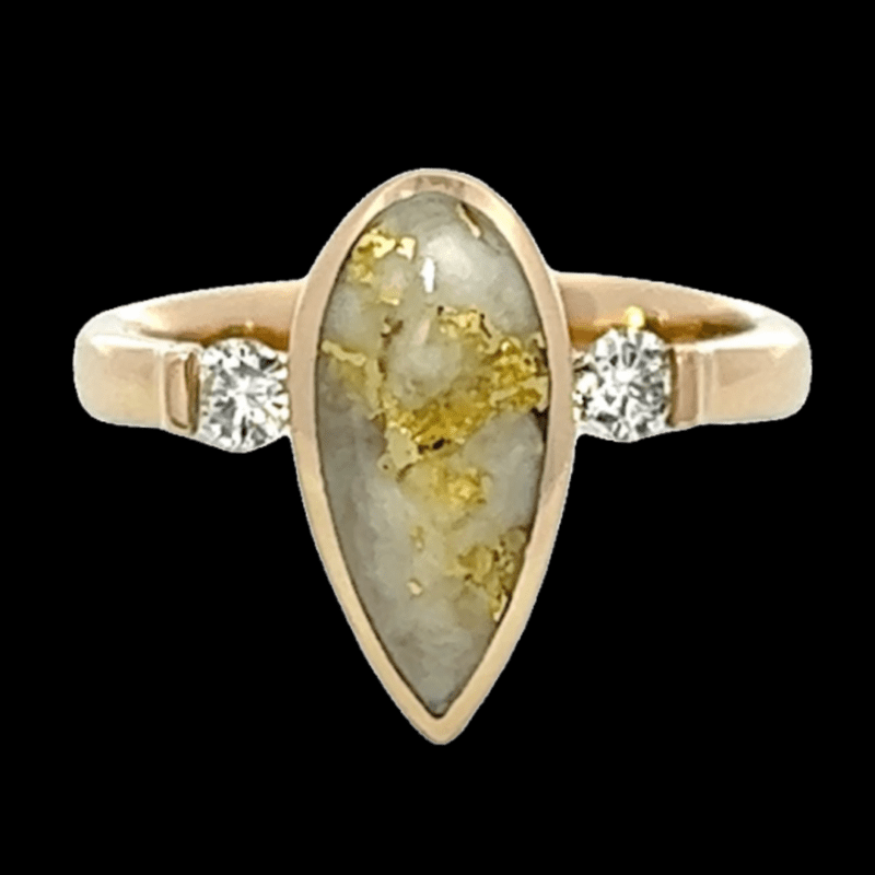 Gold quartz, Ring, Alaska Mint, Diamond, 579G1