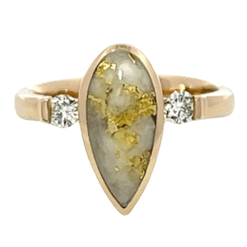 Pear Shape, Gold quartz, Ring, Alaska Mint, Diamond, 579G1
