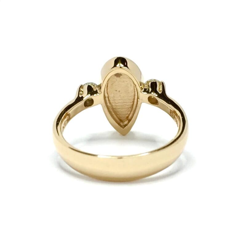 Gold Quartz Pear Shape Ring Diamonds