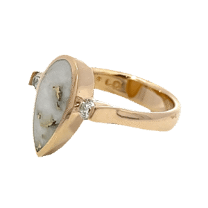 Gold Quartz, Pear Shape, Ring, Round Diamonds, Alaska Mint