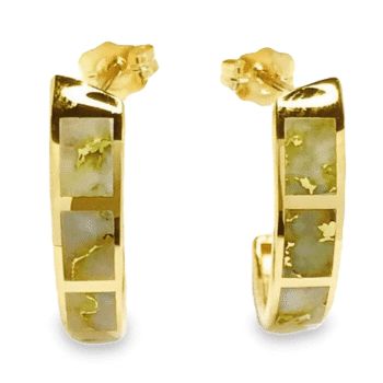 3 Section Gold Quartz Hoop Earrings, Alaska Mint