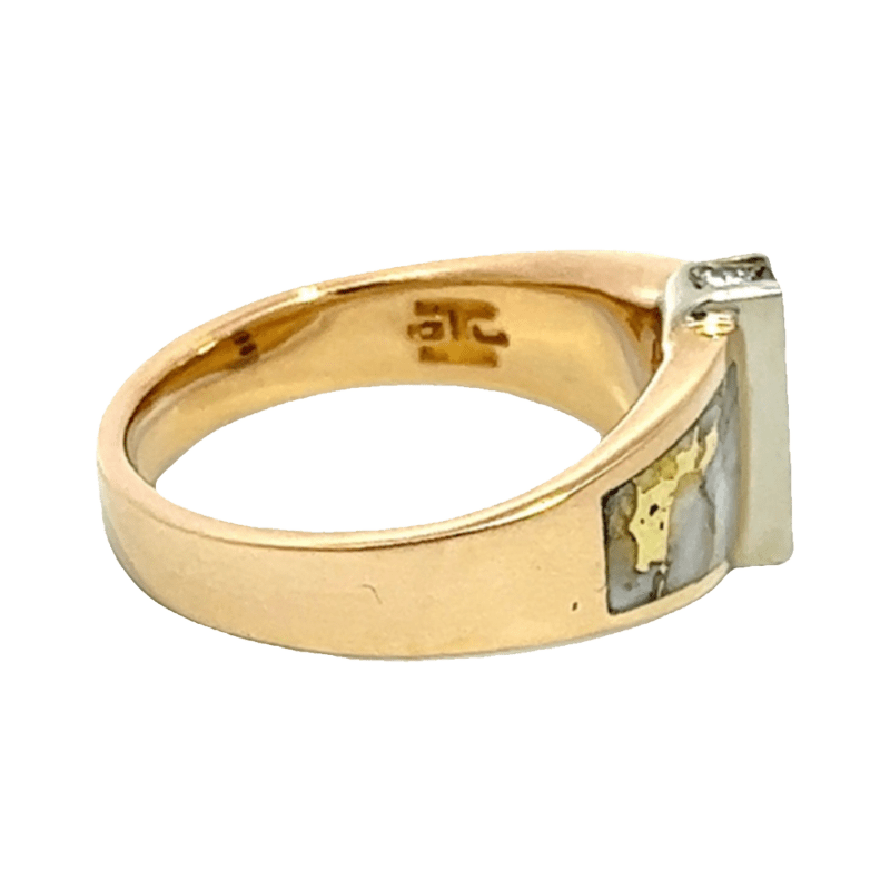 Double Sided, Gold Quartz, Ring, Inlaid with Diamonds, Alaska Mint