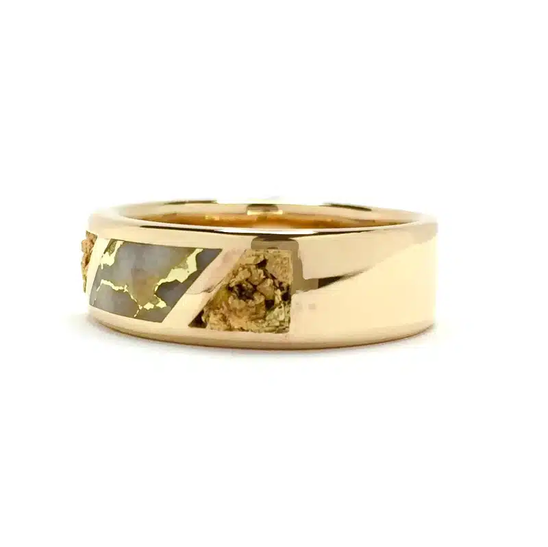 Gold Quartz Ring with Natural Nugget Sides - Alaska Mint