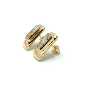 Gold Quartz Earrings Rectangle