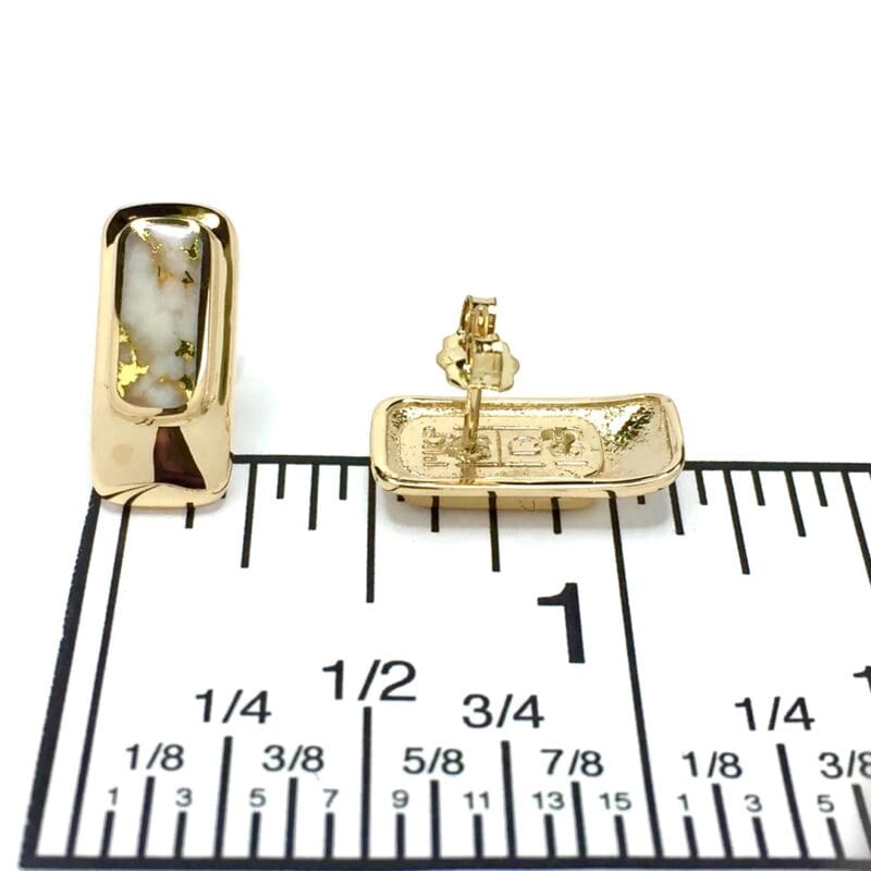Gold Quartz Earrings Rectangle