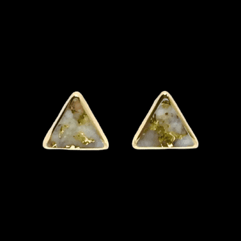 Gold Quartz Triangle Inlaid Stud Earrings
