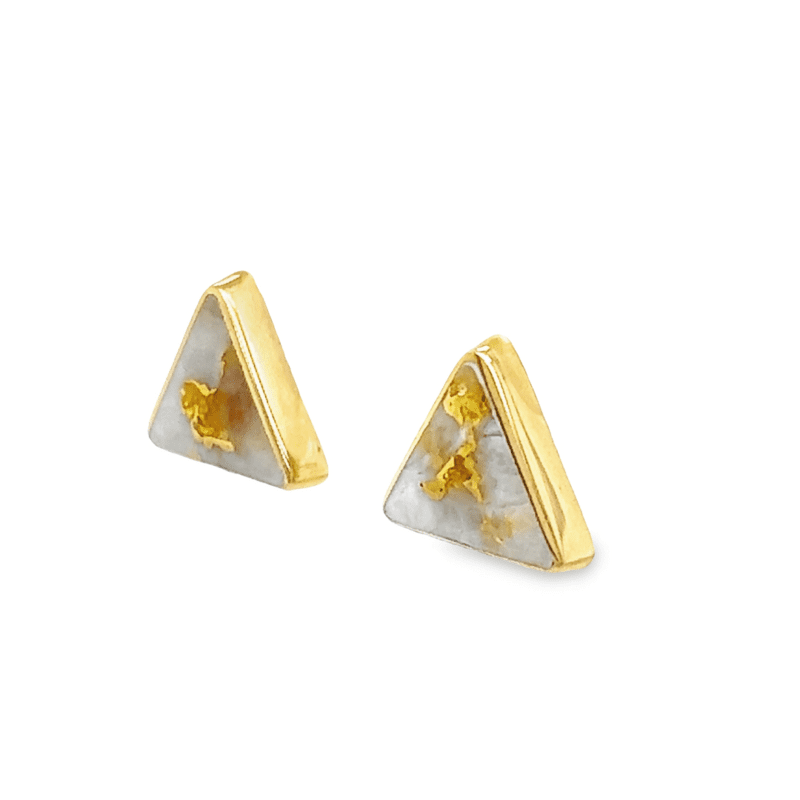 Triangle Inlaid Gold Quartz Earrings, Alaska Mint