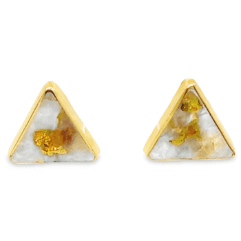Triangle Inlaid Gold Quartz Earrings, Alaska Mint