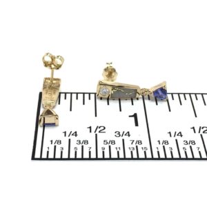 Gold Quartz Rectangle Earrings Diamonds Tanzanite