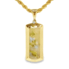 Gold Quartz Rectangle Inlaid Pendant with Diamond, Alaska Mint