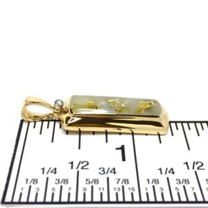 Gold Quartz Necklace Rectangle Inlaid Pendant