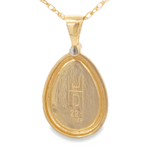 Gold Quartz Inlaid Pendant with Diamond, Alaska Mint