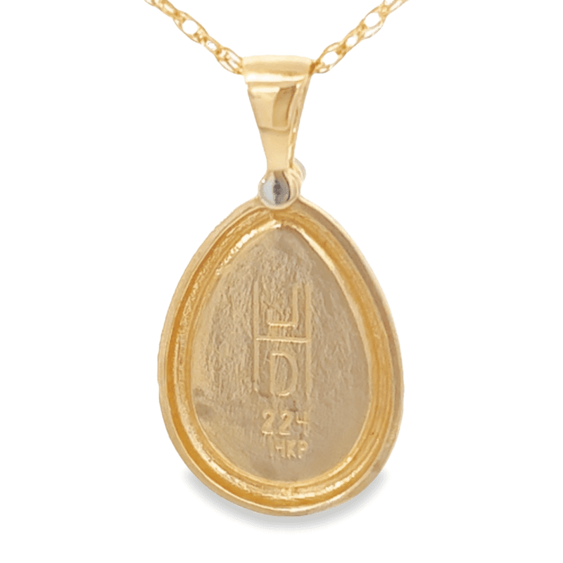 Gold Quartz Inlaid Pendant with Diamond, Alaska Mint