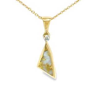 Gold Quartz Sail Inlaid Pendant, Alaska Mint